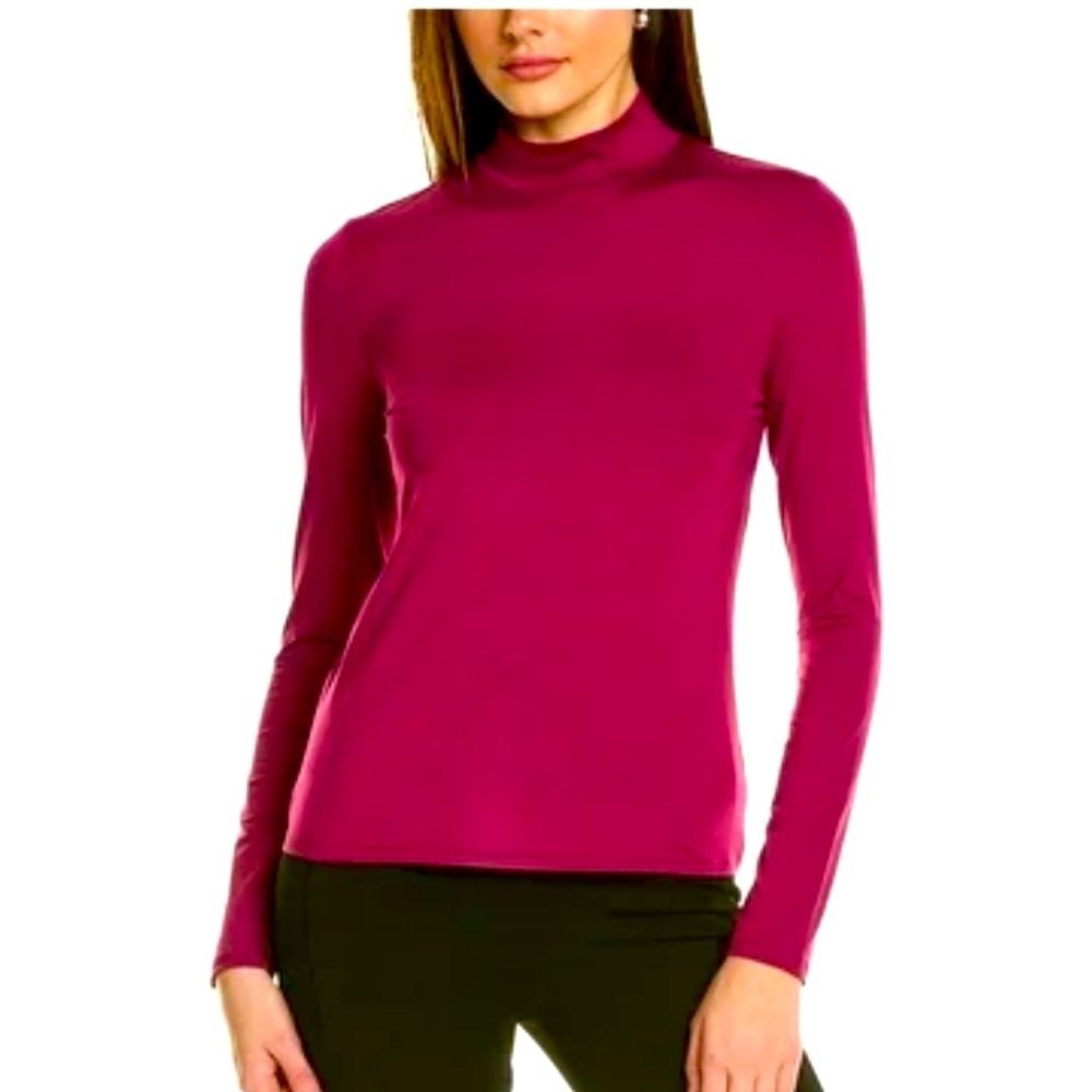 St John Cranberry Red Long Sleeve Mock Turtleneck sz Large with flaws